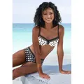 Produktbild: Bügel-Bikini LASCANA, Damen, Gr. 38, Cup F, schwarz (schwarz, creme), Recycling-Polyamid, gepunktet, Bikini-Sets Bügel-Bikini, mit süßen Tupfen