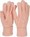 Produktbild: styleBREAKER Damen Strickhandschuhe mit Zopfstrickmuster, warme Winter Fingerhandschuhe, vielseitige Farben 09010051, Farbe:Rose
