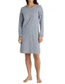 Produktbild: CALIDA Favourites Langarm-Nachthemd Damen, aus Baumwolle, pflegeleicht, dekorativer Schlitz am Saum, Länge 100cm