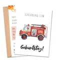 Produktbild: MeinBaby123® 10 Einladungskarten Kindergeburtstag Jungs | süße Geburtstagseinladungen für Kinder | Feuerwehr Einladungskarten | inkl. 10 Briefumschläge | Premium Qualität (Feuerwehr V1)