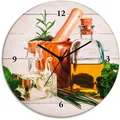 Produktbild: Artland Wanduhr Olivenöl und Kräuter - Küche (wahlweise mit Quarz- oder Funkuhrwerk, lautlos ohne Tickgeräusche)