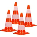 Produktbild: ECD Germany 4x Verkehrskegel 47 cm Orange-Weiß 2 Reflektoren Stapelbar Flexibel Warnkegel Leitkegel Verkehrshütchen