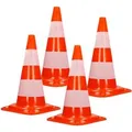 Produktbild: ECD Germany 4Er Verkehrskegel Pylone 47cm Orange-Weiß 2 Reflektierenden Streifen