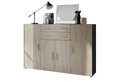 Produktbild: Vladon Highboard Aron (Anrichte, mit 4 Türen und 2 Schubladen), Anthrazit matt/Eiche sägerau (166,5 x 106,5 x 35 cm)