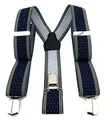 Produktbild: TigerTie Unisex Hosenträger in Y-Form mit 3 extra starken Clips - Farbe in dunkelblau anthrazit gold silber gepunktet gestreift - hochwertige Verarbeitung - Breite 35 mm