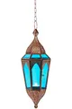 Produktbild: Orientalisches Windlicht Laterne Glas Lalita Blau 41 cm groß | Orientalische Glas Teelichthalter Hängewindlicht mit Henkel orientalisch | Marokkanische Windlichter hängend als Hängewindlichter