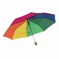 Produktbild: Preiswert&Gut Regenschirm ultraleicht Taschenschirm mit Automatik, 28 cm Länge, 96 cm Spannweite, bunter Taschen Schirm Regenbogen mit Futteral & Metallgestänge für Damen & Herren