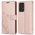 Produktbild: betterfon Hülle Kompatibel mit Samsung Galaxy A33 5G | Premium PU Leder Handyhülle Wallet Case für Galaxy A33 5G | Schutzhülle Blumen Klapphülle Handyhülle | Rosegold