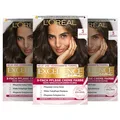 Produktbild: L'Oréal Paris Permanente Haarfarbe, 100% Grauhaarabdeckung, Haarfärbeset mit Coloration, Shampoo und 3-Fach Pflege Creme Farbe, Excellence Creme, 3 Dunkelbraun, 3 x 268 g