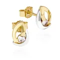 Produktbild: Paar Bicolor Ohrstecker 333 Gelb Gold 8 Karat 8x6mm Zirkonia weiß Damen Ohrringe