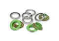 Produktbild: Prym Ösen mit Scheiben 15 St. (14 mm / hellgrün-silber) für Vario-Tool