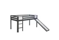 Produktbild: Homestyle4u Hochbett 90x200 Kinderbett Rausfallschutz Grau/Weiß Kinder Leiter Treppe (Set, mit Rutsche, ohne Vorhang, Spielbett) Kiefer, Jungen Mädchen