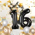 Produktbild: Geburtstag zahlen luftballon 16 jahre | Folienballon Schwarz- Folienballon in 40