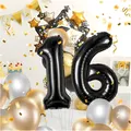 Produktbild: Zahlen Luftballon 16 Jahre, Folienballon schwarz, Geburtstagsdeko, 40 Zoll, w...