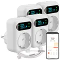 Produktbild: revolt Universal Thermostat: 4er-Set WLAN-Steckdosen-Thermostat, Heiz- & Klimageräte, App, Sensoren (Wireless Steckdose, Steckdosenstecker, Luftentfeuchter)