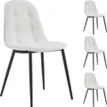 Produktbild: Esszimmerstühle ALVARO 4er Set Kunstlederbezug Weiß - Stühle für Esstisch Küchenstühle essstühle