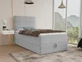Produktbild: Boxspringbett Mollo Mini mit Bettkasten und Matratzentopper - Einzelbett mit Bonell-Matratze und Topper, Polsterbett in weichem Cordstoff, Bett, Schlafzimmer (Grau (Tilia 86), 90 x 200 cm)