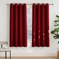 Produktbild: PONY DANCE Verdunkelungsvorhänge Kurz Weihnachts Gardinen Wohnzimmer mit Ösen 2er Set H 175 x B 140 cm Rot, Thermo Vorhänge gegen Kälte Blackout Curtains for Bedroom/Living Room