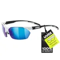 Produktbild: Uvex sportstyle 114 - Outdoorbrille für Damen und Herren - verspiegelt - inkl. Wechselscheiben in den Filterkategorien 0, 1 und 3 - white black matt/blue - one size