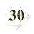 Produktbild: 20 Servietten zum 30. Geburtstag 33 x 33 cm - weiß schwarz gold