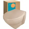 Produktbild: Calmwaters Wand-WC Modern Plus 6 cm Erhöht Spülrandlos Set WC-Sitz Beige-Bahamabeige 08AB6260