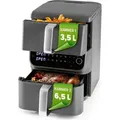 Produktbild: GOURMETmaxx FryUp Vertikale Doppelkammer-Heißluftfritteuse MultiSize - 10 Liter - Grau