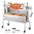 Produktbild: VEVOR Lammgrill, Spanferkelgrill, Spießbratengrill, 90 kg rollbarer BBQ-Holzkohle-Spießgrill für Schwein, Lamm, Ziege, elektrischer 52-W-Motor, Edelstahl-Drehspießröster mit Windschutzscheibe