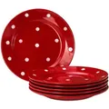 Produktbild: 6er Set Dessertteller Emily 20cm rot mit weißen Punkten