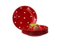 Produktbild: van Well Frühstücksteller 6er Set Dessertteller Emily 20cm rot mit weißen Punkten