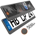 Produktbild: Kennzeichenhalter 520x110mm Nummernschildhalterung Auto universell inkl. 8 Schrauben Kennzeichenhalterung Nummernschildhalter 2 Stück Refreshed 2024 Carbon-Optik