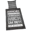 Produktbild: Herding Sprüche Bettwäsche 80x80+135x200 cm Liegen lassen Bettbezug Kissenbezug