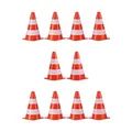Produktbild: Relaxdays Warnkegel 10er Set, stapelbar, Verkehrshütchen, Schnürbeutel, Markierungshütchen, Pylonen, 22 cm, orange/weiß