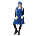 Produktbild: KarnevalsTeufel Kostüm Outfit Keks Krümel oder Kuschel für Erwachsene Buntes Monster Kleid für Erwachsene - Lustige Kleider mit Haarreif in blau oder rot, knielang (Blau, L)