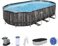 Produktbild: Bestway® Power Steel™ Frame Pool Komplett-Set mit Filterpumpe 610 x 366 x 122 cm , Holz-Optik (Mooreiche), oval