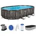 Produktbild: Power SteelTM Frame Pool Komplett Set mit Filterpumpe 610 x 366 x 122 cm , Holz-O...