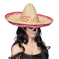 Produktbild: Hut: Sombrero, Stroh, naturfarben, bunter Rand