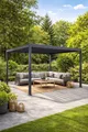 Produktbild: Lamellendach Sevilla Anthrazit mit Handkurbel – Verstellbare Aluminium Lamellen, Wetterfestes Pergola Dach für Terrasse & Garten (400 x 600 cm)