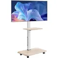 Produktbild: VEVOR rollbarer TV-Ständer Fernsehständer für 812,8-1778 mm TVs bis zu 40 kg, 25° Links-Rechts-Drehung & höhenverstellbare TV-Halterung mit Ablage für Schlafzimmer Wohnzimmer (max. 600 x 400 mm)