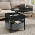 Produktbild: AODEMOKO Couchtisch Höhenverstellbarer, Wohnzimmertisch mit Korb aus Stoff, Schwarz