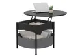 Produktbild: MSMASK Couchtisch Wohnzimmertisch mit Korb aus Stoff, höhenverstellbar (1-St), Rundes Lift-Top-Couchtisch, Beistelltisch, Kaffeetisch, 70x70x50 cm