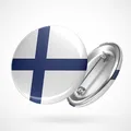 Produktbild: Huuraa Button Finnland Flagge Geschenk Ansteck Pin Größe 59mm Finnland Flagge Geschenkidee