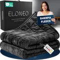 Produktbild: ELONEO Sherpa Fleece Gewichtsdecke 135x200cm 7kg, Oeko-Tex Zertifiziert, Entspannungsdecke & Anti-Stress Therapiedecke, schwere Decke zum Schlafen, schwarz