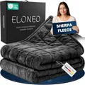 Produktbild: ELONEO Sherpa Fleece Gewichtsdecke 135x200 cm mit 7 kg, Oeko-Tex Zertifiziert, Weighted Blanket, Entspannungsdecke & Anti-Stress Therapiedecke, schwere Decke zum Schlafen, schwarz