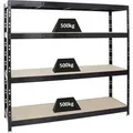 Produktbild: PROREGAL Profi Schwerlastregal Rhino HxBxT 180 x 200 x 60 cm 4 Spanplatten-Ebenen 8mm Fachlast 500 kg Schwarz