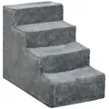 Produktbild: PawHut Hundetreppe 4 Stufen 44 cm Hoch Haustiertreppe für Kleine Hunde Katzentreppe Hunderampe mit Waschbar Bezug Einstiegshilfe für Bett, Sofa, Couch Hellgrau