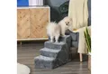 Produktbild: PawHut Haustiertreppe 4-stufige Hunderampe Katzenrampe mit abnehmbarer Bezug (Haustierleiter, 1-St., Tiertreppe), Grau 60 x 35 x 44 cm