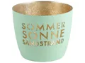 Produktbild: Gift Company Madras, Windlicht, M, Motiv: Sommer, Sonne, Sandstrand, Aqua/Gold, H8,5cm, D10cm