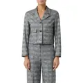 Produktbild: Jackenblazer COMMA, Damen, Gr. 46, grau (grau check), Web, Obermaterial: 53% Viskose, 45% Polyester, 2% Elasthan, gemustert, regular fit taillenbedeckt, Blazer, mit Muster