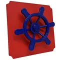 Produktbild: move and stic Platte 40x40 mit Spielfunktion Multifunktionsplatte Spielplatte mit Piratenlenkrad für Spielturm (Platte 40x40cm rot mit Piratenlenkrad blau)
