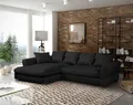 Produktbild: Ecksofa TIZIAN inkl. Polsterhocker in Stoff Salvador Schwarz Ottomane Links